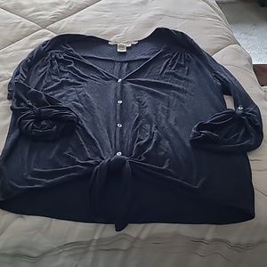 Max Studio Women’s Blue Tie Front Top Size XL